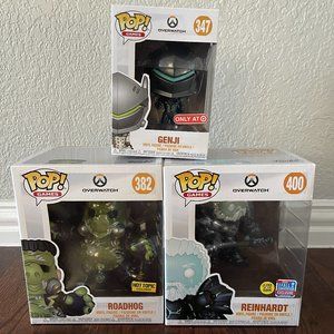 Overwatch Funko Pop Lot of 3 Reinhardt Roadhog Genji Gamestop Target Exclusives